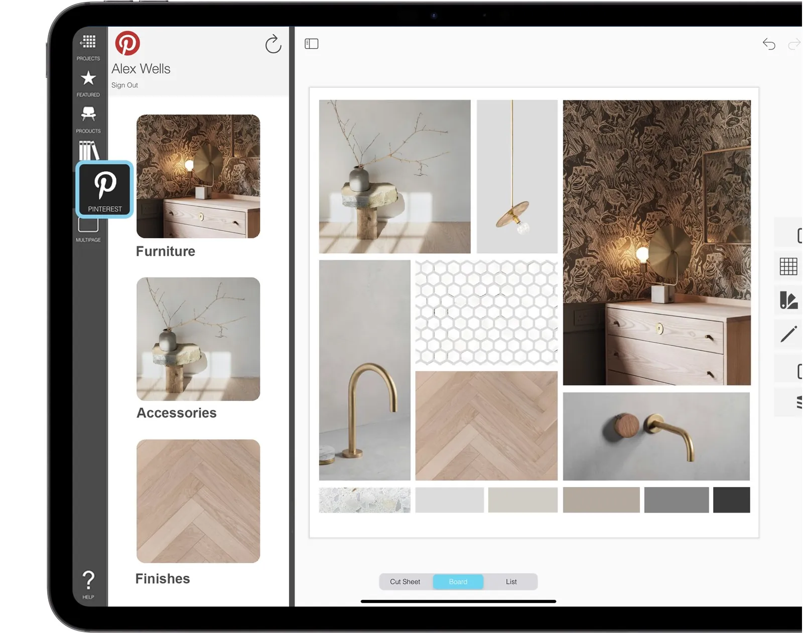 Morpholio Board: Conectar a Pinterest